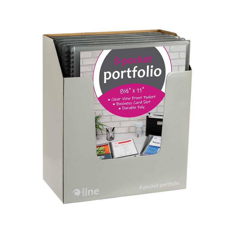 C-Line 8-Pocket Spiral-Bound Poly Portfolio, Letter Size, 1 Portfolio, Smoke Gray (33081) - Image 2